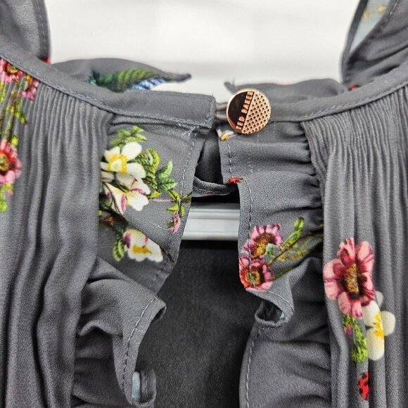 Ted Baker Toppaz Oracle Pleated Midi Dress Gray Women’s 3 Size 8 Floral Formal - Picture 13 of 16